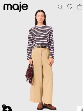 Maje Wide-leg Cotton Pants